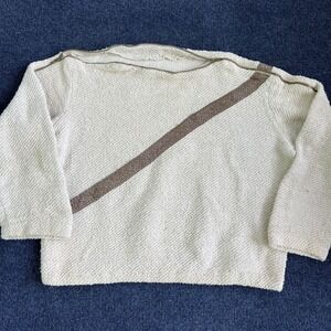 Vintage 80s Abstract Sweater Mens Large Crewneck Full Zipper Knit Pullover